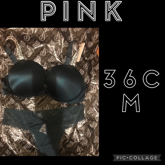 NWT! Very Sexy Bombshell Add 2 Cups Lace Shine Strap Push up bra + panty 36C/M